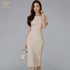 2022 Summer Women Slash Neck Apricot OL Pencil Dress Business Sexy Work Office Party Body Con Dresses