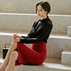 H Han Queen 2022 OL Work Wear 2 Pieces Set Women Sexy Perspective Chiffon Blouses & High Waist Sheath Pencil Bodycon Skirt
