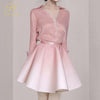 H Han Queen 2022 2 Pieces Set Women Autumn Long Sleeve Shirts Blouses And Tutu Skirts Korean Chic Office Lady Skirts Suit
