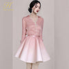 H Han Queen 2022 2 Pieces Set Women Autumn Long Sleeve Shirts Blouses And Tutu Skirts Korean Chic Office Lady Skirts Suit