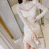 H Han Queen 2023 2 Pieces Set Women's Spring Lace Shirts Blouses And High Waist Mermaid Skirts Korean Chic Office Lady Suit