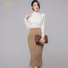 H Han Queen 2022 Spring Elegant Sets Off The Shoulder Shirt & High Waist Pencil Skirt Suit Womens Casual Occupation 2-Piece Set