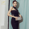 H Han Queen 2023 Spring Korean Elegant Sexy Lace Stitching Sheath Bodycon Pencil Dress Office Lady Black Chic Party Dresses