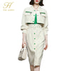 H Han Queen Autumn 3 Pieces Set Women Short Coat + Sling And High Waist Bud Pencil Skirts Casual Simple Office Lady Skirt Suit