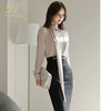 H Han Queen Autumn Sexy OL Work Wear 2 Pieces Set Women Chiffon Long Sleeve Elegant OL Pencil Bodycon Sheath Suit skirt