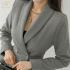H Han Queen Elegant Houndstooth 2 Pieces Set Women Suit Jacket And High Waist Sheath Pencil Skirts Korean Office Lady Skirt Suit