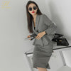 H Han Queen Elegant Houndstooth 2 Pieces Set Women Suit Jacket And High Waist Sheath Pencil Skirts Korean Office Lady Skirt Suit
