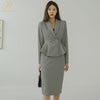 H Han Queen Elegant Houndstooth 2 Pieces Set Women Suit Jacket And High Waist Sheath Pencil Skirts Korean Office Lady Skirt Suit