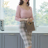 H Han Queen Elegant Office Wear Pencil Dress Women Autumn Patchwork Plaid Dresses OL Occupation  Work Sheath Bodycon Vestidos