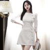 H Han Queen A-Line Vestidos Elegant White Slim Simple Chic Work Wear Dress Womens Buttons Office Casual Dresses
