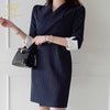 H Han Queen Womens Stripes Office Autumn Dress Patchwork Sheath Bodycon Pencil Vestidos Business Casual Dresses