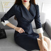 H Han Queen Womens Stripes Office Autumn Dress Patchwork Sheath Bodycon Pencil Vestidos Business Casual Dresses