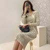H Han Queen Korean Knitting 3 Pieces Set Women Knitted Sling + Cardigan And Pencil Skirts Casual Simple Office Lady Skirt Suit