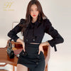 H Han Queen 2 Pieces Set Women Autumn  Double Breasted Coat And High Waist Pencil Skirts Korean Chic Office Lady Skirts Suit