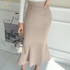 H Han Queen 2 Pieces Set Women Autumn Knitted Zipper Top And High Waist Bodycon Mermaid Skirts Korean Chic Office Lady Suit