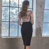 H Han Queen Elegant Office Pencil Dress Women's Korean Slim High Waist Sheath Dresses Mesh Patchwork Work Bodycon Vestidos