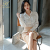 H Han Queen Spring Office Lady 2 Pieces Set Elegant White Blouses & Split Sheath Pencil Skirt Korean Simple Skirt Suit Women
