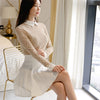 H Han Queen V-neck Spring Women Work Wear 2 Pieces Set Lace Blouses & High Waist A-line Skirt Korean Chic Simple Skirt Suits