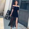 H Han Queen Women's Summer Work 2 Pieces Set Korean Slash Neck Blouses & Sheath Pencil Bodycon Skirt 2023 Office Lady Suit