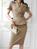 H Han Queen Summer 2 Pieces Set Women's korean Suit Jacket Tops And Sheath Pencil Skirts Female Clothing Chic Office Lady Suit