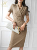 H Han Queen Summer 2 Pieces Set Women's korean Suit Jacket Tops And Sheath Pencil Skirts Female Clothing Chic Office Lady Suit