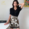 H Han Queen Summer Work 2 Pieces Set Womens V-neck knit Short Sleeve Blouses & Sheath Pencil Bodycon Skirt Casual Skirt Suit