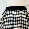 H Han Queen Vintage Plaid 2 Pieces Set Women Winter Cardigan Woolen Top And High Waist A-line Skirts Korean Office Lady Suit New