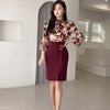 H Han Queen Women 2023 Spring Sexy Print Casual OL Work Wear 2 Pieces Set Sheath Pencil Bodycon Suit skirt