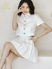 H Han Queen Women 2023 Summer 2 Pieces Set Single Breasted Top & High Waist Pleated Skirt Korean Casual Work Wear Suits Skirts