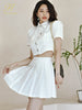 H Han Queen Women 2023 Summer 2 Pieces Set Single Breasted Top & High Waist Pleated Skirt Korean Casual Work Wear Suits Skirts