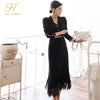 H Han Queen Women Winter OL Work 2 Pieces Suit Knitted top & Stitching Lace Long Skirt Simple Slim Casual Occupation Sweater Set