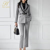 H Han Queen Women's Professional Suit 2023 Autumn Winter Elegant Suit & Simple Pants Korean Houndstooth Casual Work Suit Pants