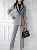 H Han Queen Women's Professional Suit 2023 Autumn Winter Elegant Suit & Simple Pants Korean Houndstooth Casual Work Suit Pants