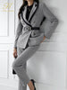 H Han Queen Women's Professional Suit 2023 Autumn Winter Elegant Suit & Simple Pants Korean Houndstooth Casual Work Suit Pants