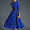 H han queen 2023 Spring Women's Lace Dresses Floral Crochet Hollow Out Vestido Patchwork Casual Slim Office Party Long Dress