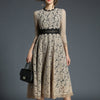 H han queen 2023 Spring Women's Lace Dresses Floral Crochet Hollow Out Vestido Patchwork Casual Slim Office Party Long Dress