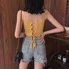 HELIAR Women Crop Top Knitted Bandage Tops Night Club Camis Straps Tank Top Female Solid Crop Tops Women Summer