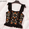 Prowow Heavy Work Flower Embroidery Slim Fit Camis Women Slash Neck Sleeveless Pullover Tank Tops Summer Holiday Clothes Femme