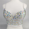Rhinestone Top Lentejuelas Halter Neck Haut Sexy Strapless Rave Clothes Short Camisole Tops For Women Fashion Topy Damskie Crop