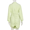 Cryptographic Spring Autumn Yellow Shirt Dress for Women Long Sleeve Turn-Down Collar Sexy Mini Dresses Ruched Outfits
