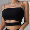 Fashion Strapless Bustier Camisole Summer Black Vest Sexy Women Casual Sleeveless Spaghetti Strap Solid Crop Top Shirt
