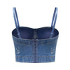 WYS.JL Sexy Body Sculpting Women's Tube Top Gemstone Diamond Denim Camisole Tight Crop Top