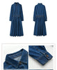Long Sleeve Denim Dress Women 2023 Spring Summer Korean Style Maxi Ankle-Length Jeans Ladies Clothes  Outwear