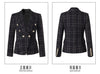 European Of High-Quality Tweed Irregular Pattern Plaid Short Suit Jacket Slim Fit Metal Buckle Personality British Style