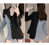 Women Causal Denim Patchwork Blazer Jacket