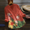 Autumn Spring Blouses Women Casual Flower Print Long Sleeve V-neck Blouse Button Top Female Oversized Harajuku Shirt