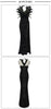 VC Deep V-neck Women's Skirt 2023 Feather Decorated Black Sequin Sleeveless High Slit Long Dress