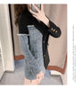 Women Causal Denim Patchwork Blazer Jacket