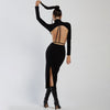 Elegant Backless Long Sleeve Bodycon Dress Women Black Cut Out Sexy Party Club Tight Wrap Midi Dresses Autumn  Items
