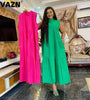 VAZN 2023 Pleated Chic Ladies Slim Elegant Female Solid Skinny Maxi Dress Sexy Lady O-Neck Sleeveless Long Dress